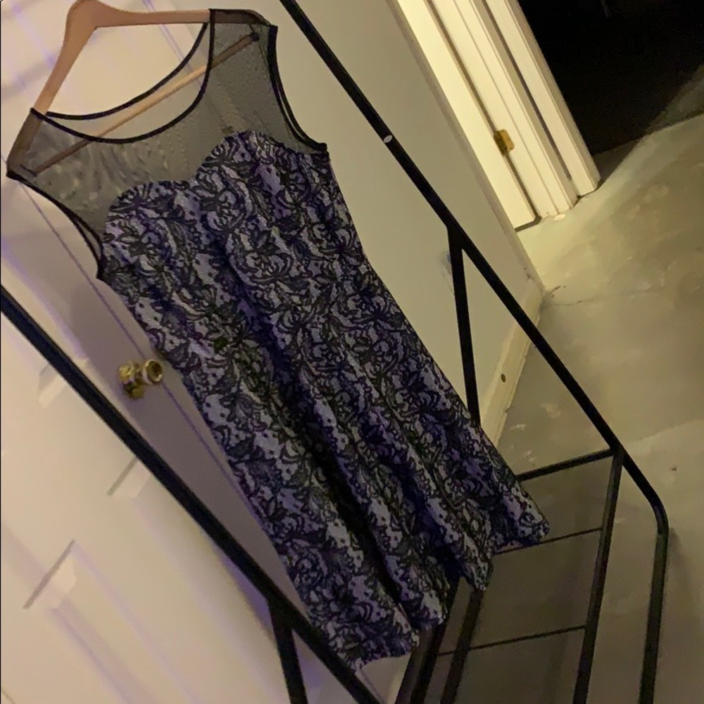 Black mesh and lace cocktail style dress size 16